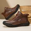 Hand-stitching Leather Men Boots Split Leather Casual Leather Shoes Men Ankle Boots