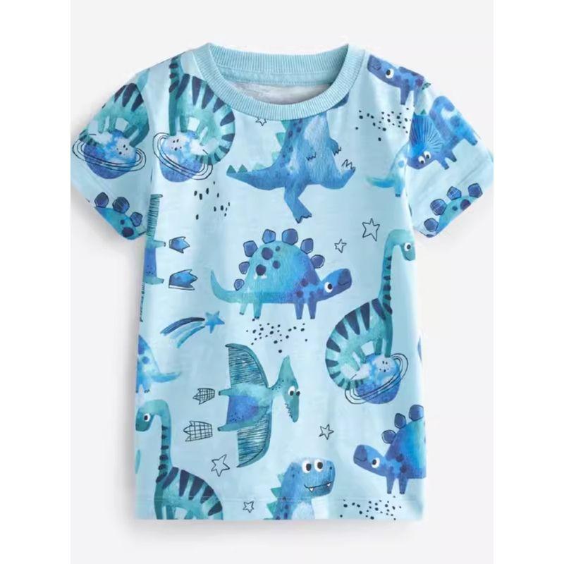Boys' Dinosaur T-shirt Baby Summer Clothing New Arrival Fashion Children Casual Print Round Neck Short Sleeve Kids Tops 6