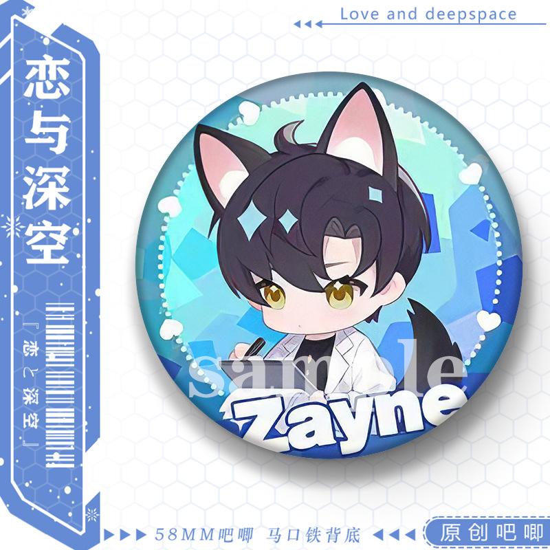 Love and Deepspace 58MM Badge Sylus Rafayel Zayne Xavier Caleb Anime Cosplay Cartoon Emblem Brooch Pin Fans Collection Deco Gift
