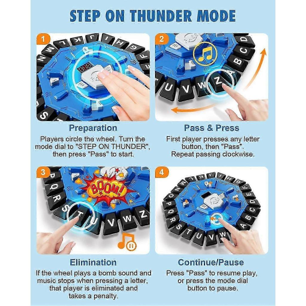 Word Game Family Board Games with Display Timer and 2 Modes, The Fast-Paced 24 Letters Pressing Games, Learning Word Game for Kids & Adults, 2-8 Playe