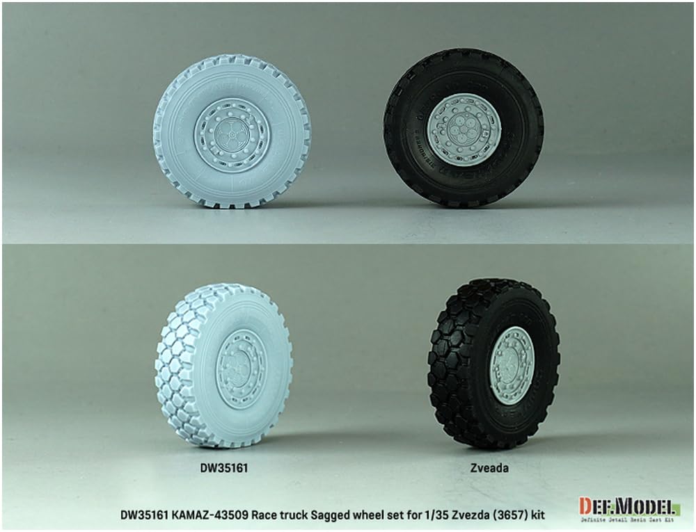 Scale Modern Russian Red Bull Rally Truck Tire Set Plastic Model Kit Parts DW35161 DEF.MODEL 1/35 KAMAZ-43509 Weight-Deforming (for Zvezda)
