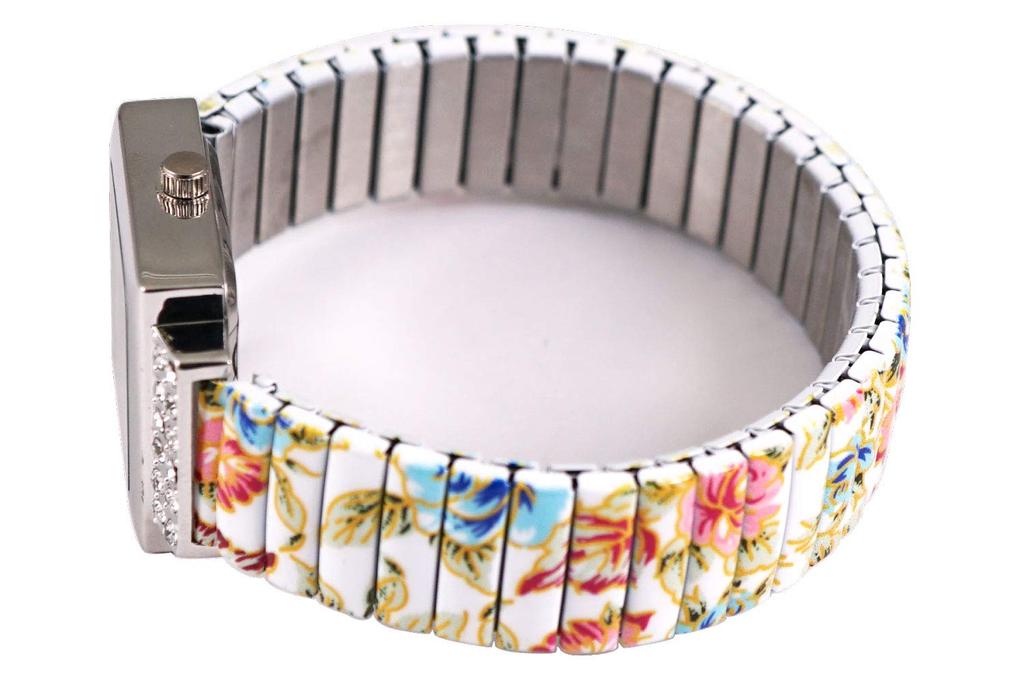 [Raport] Wristwatch Floral Pattern Bellows 164053 Women's White