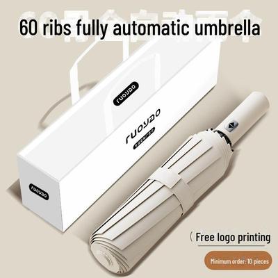 High-Grade Women's 60-Bone Folding Umbrella - Fully Automatic, Anti-UV, Sun Protection