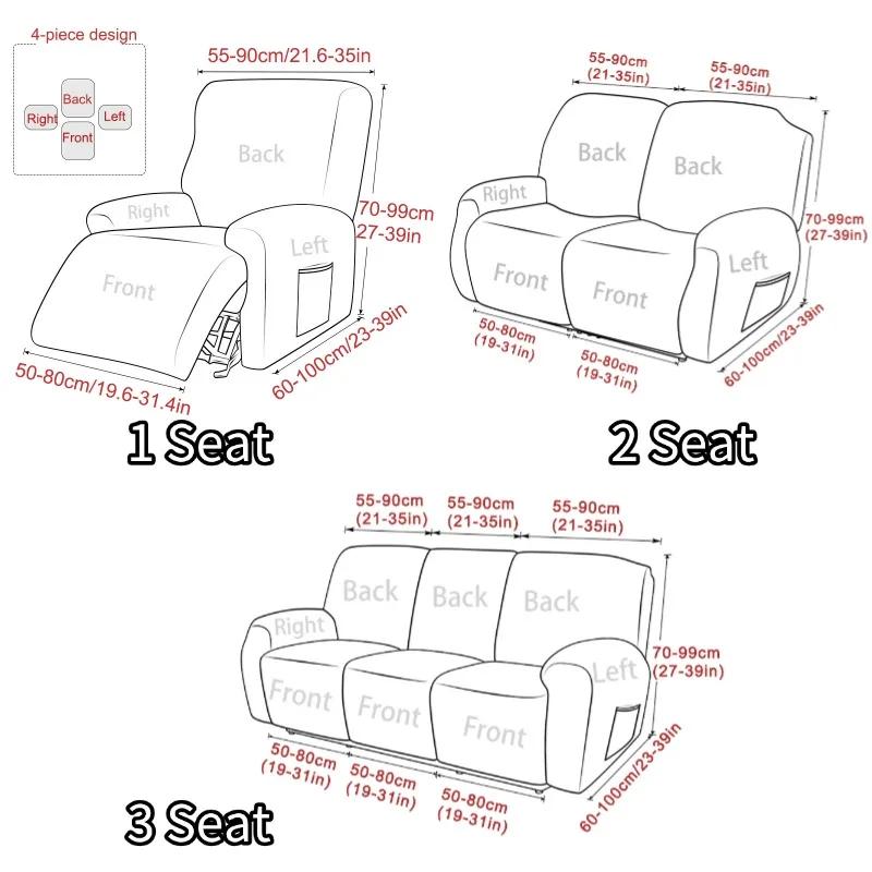 Premium 1/2/3 Seater Separated Recliner Sofa Covers Elastic Jacquard Recliner Couch Cover Armchair Cover Living Room Funda Sillon Relax