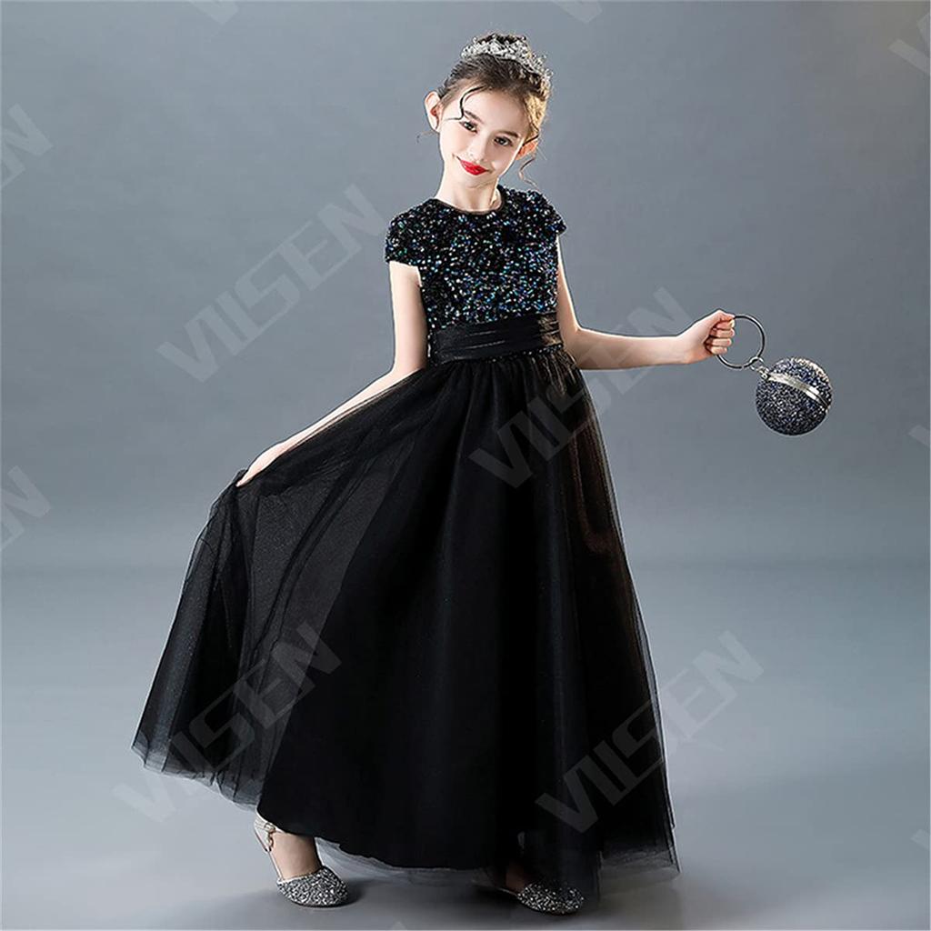 Kids Long Junior Piano Party [VIISEN] Dress, Children's Dress, Dress, Girls, Elegant, Formal, Violin, Concert, Dress, Recital, Wedding, Birthday,