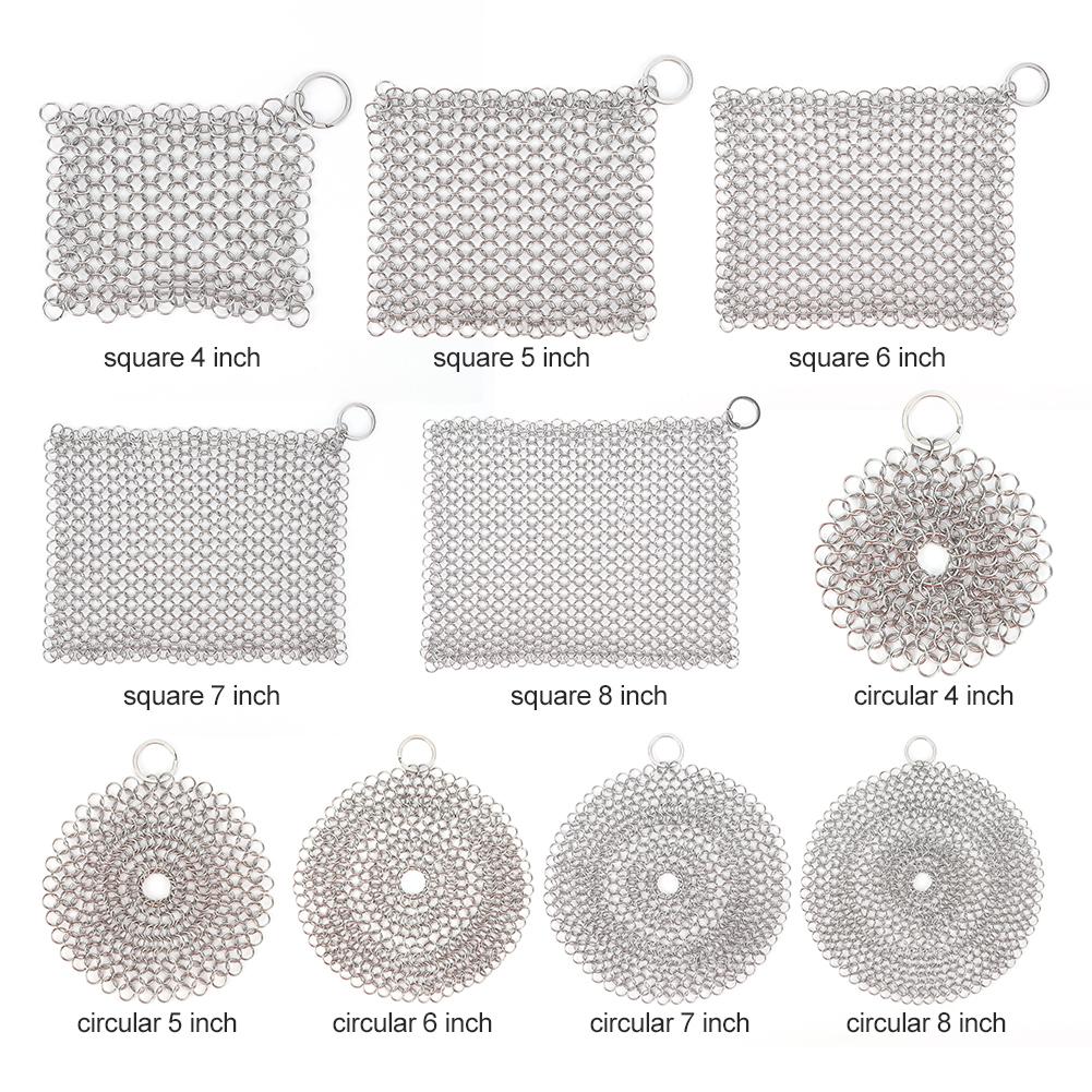 316 Rostfritt Stål Gjutjärnsrengörare Kedjepost Skrubborste Panna Nät Hem Köksprodukter Köksverktyg Rengöringstillbehör