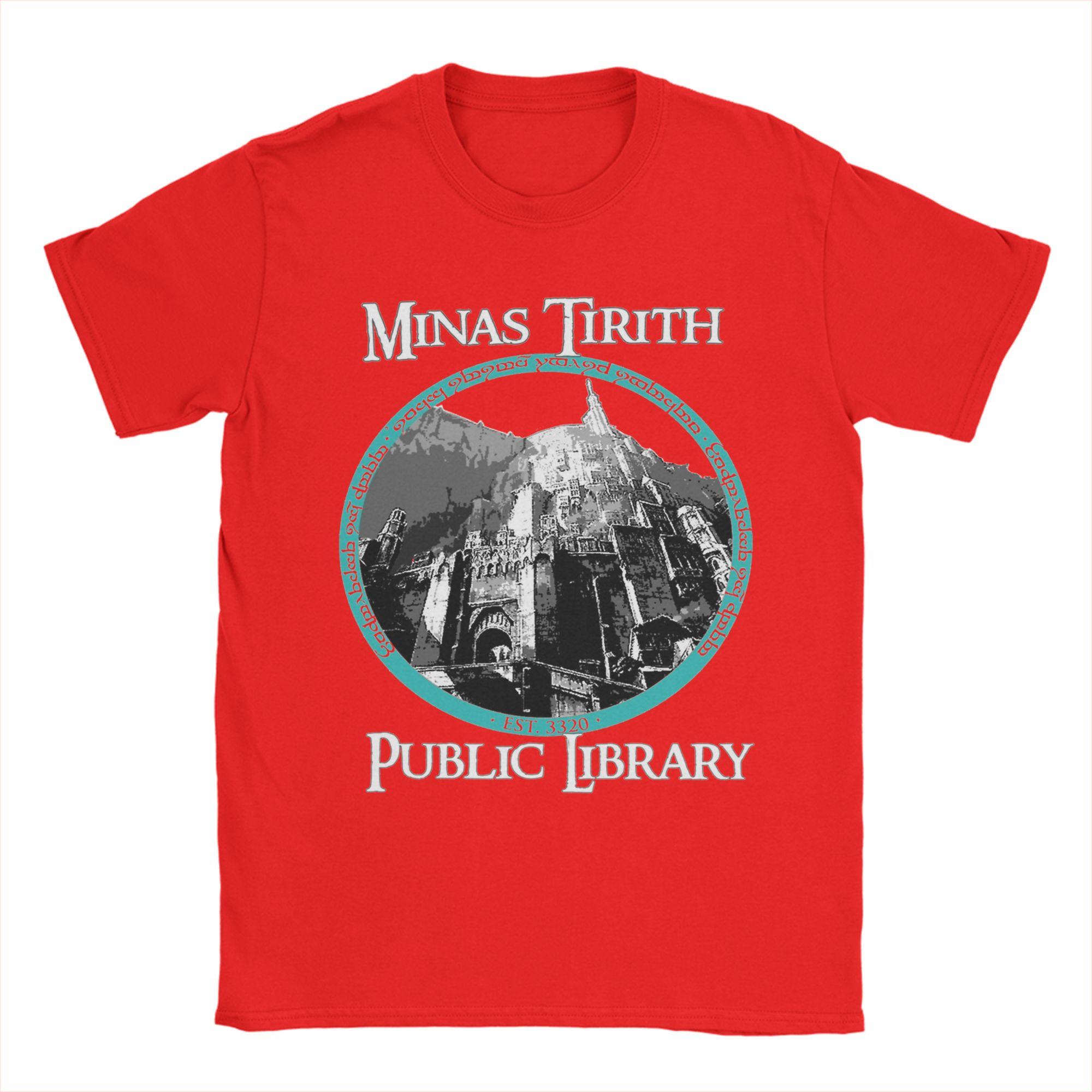 

Mens Minas Tirith Public Library LLords Of The RRings T Shirt Pure Cotton Tops Round Neck Tee Shirt Graphic Printed TShirt S
