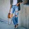 Women's jeans loose ripped and thin washed women's denim trousers