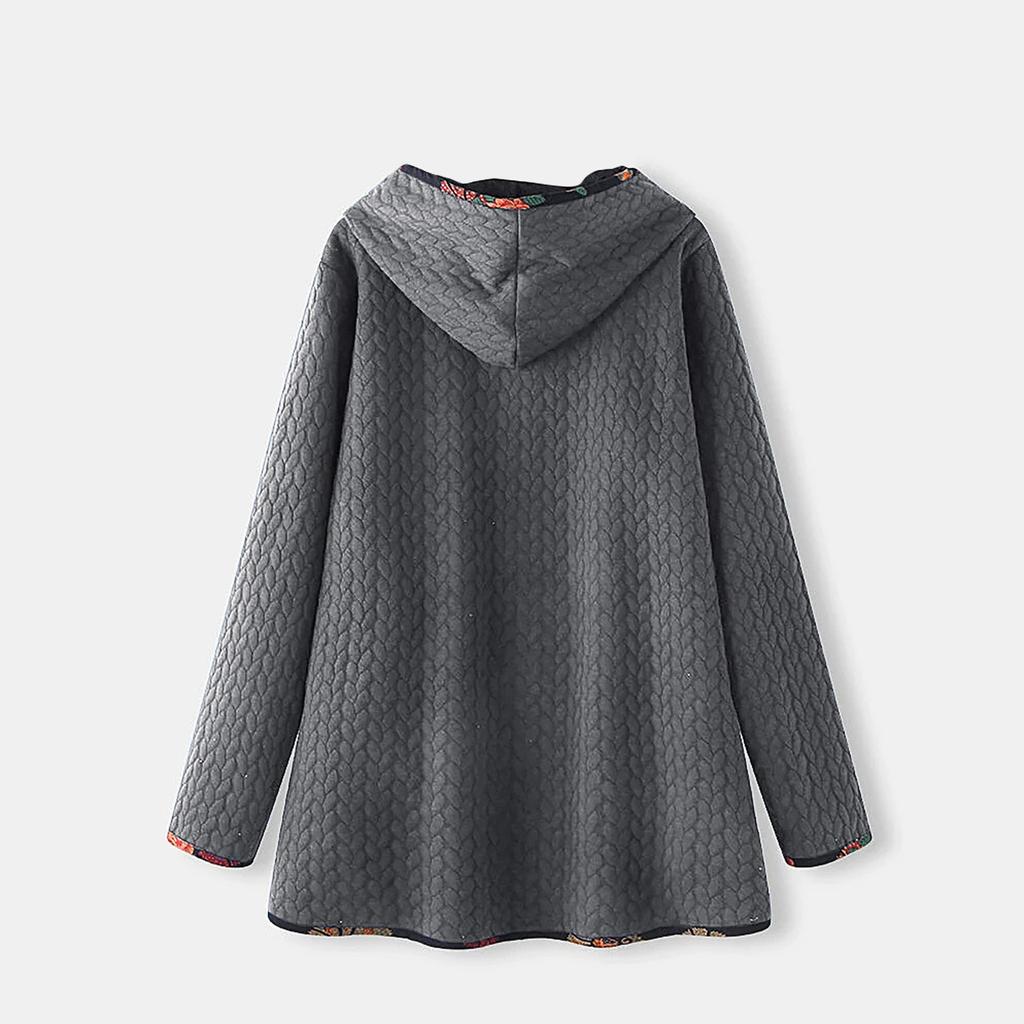 Damenmode Winter Kapuzenjacke Locker Bedruckt Langarm Baumwolle