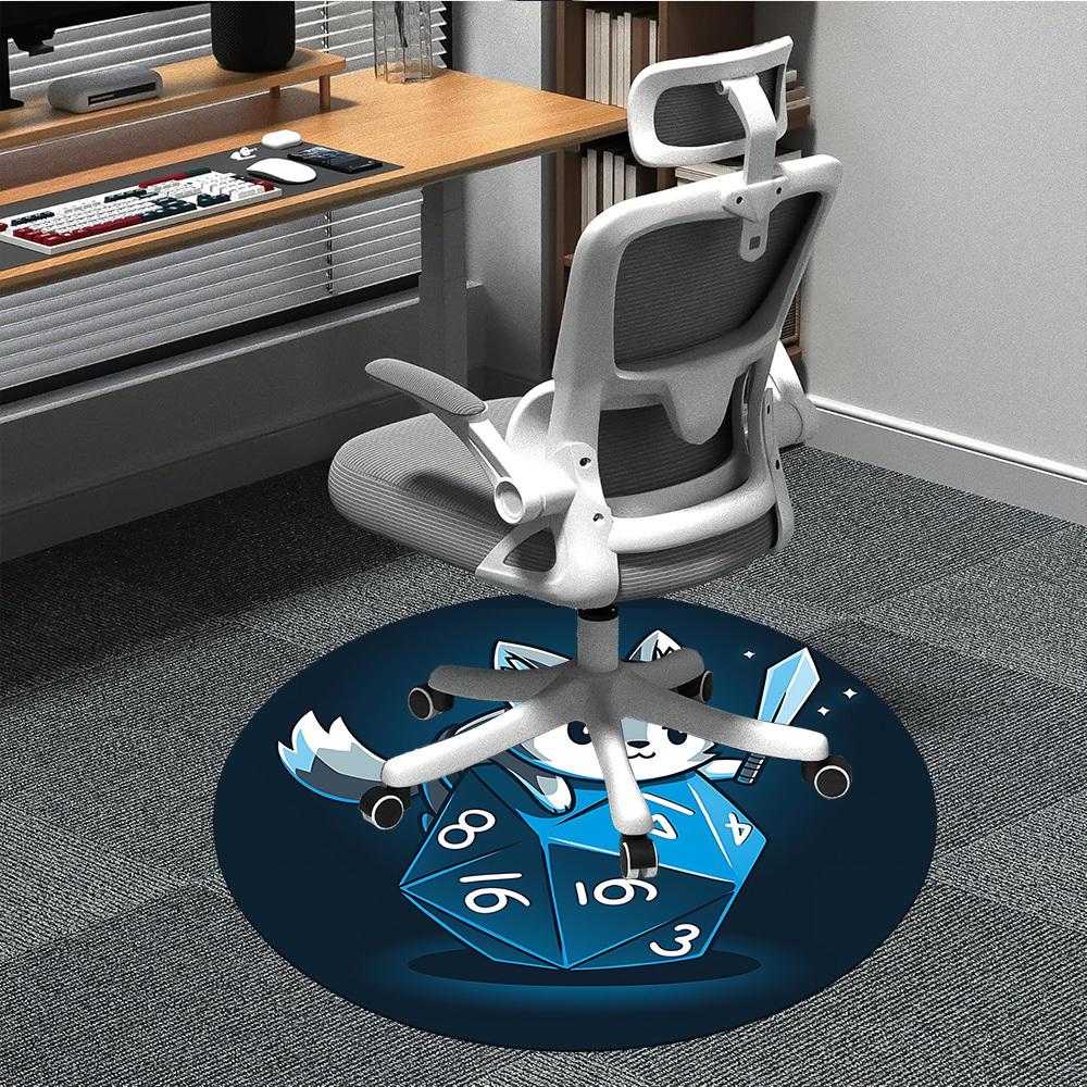 

1pc Wolf Pattern Office Round Area Rug, Indoor Mat Suitable For Office, Under Office Chairs Bedroom Living Room Home Decor, Room Deco 80cm