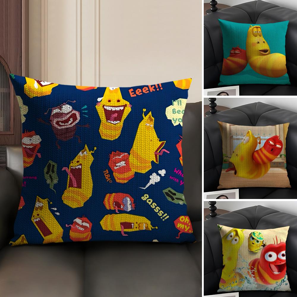 Classic Funny Anime LLarva Cushion Cover Natural Linen Organic Fabric DoubleSided Printing Sofa Home Decor Gift Pillow Case
