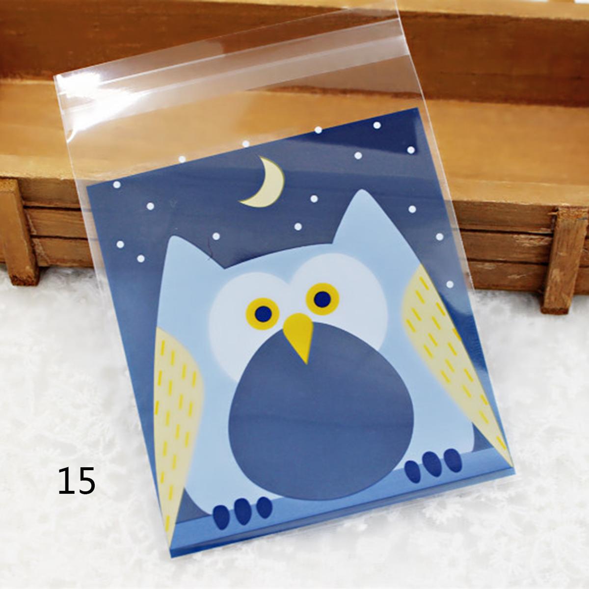 

100 шт. милые сумки для хранения животных, конфеты, торты, печенье, упаковка, сумки для хранения, самоклеящиеся пластиковые подарочные пакеты, вечеринка, день рождения, закуска, выпечка