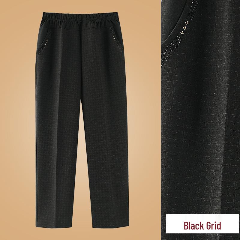 Women's Plus Size Warm Fleece-Lined Straight-Leg Pants for Autumn and Winter