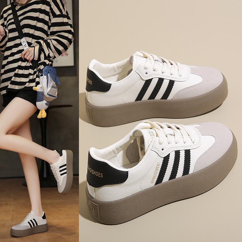 Vår nya skor damens nya platå vita skor liten inre höjdökning fritidsskor