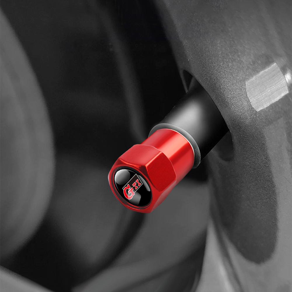W1224PCS Car Wheel Tires Valve Caps Metal Tyre Protect Dust Cover For Volkswagen VW Golf Polo Passat Touran GTI R Line R32 Touareg