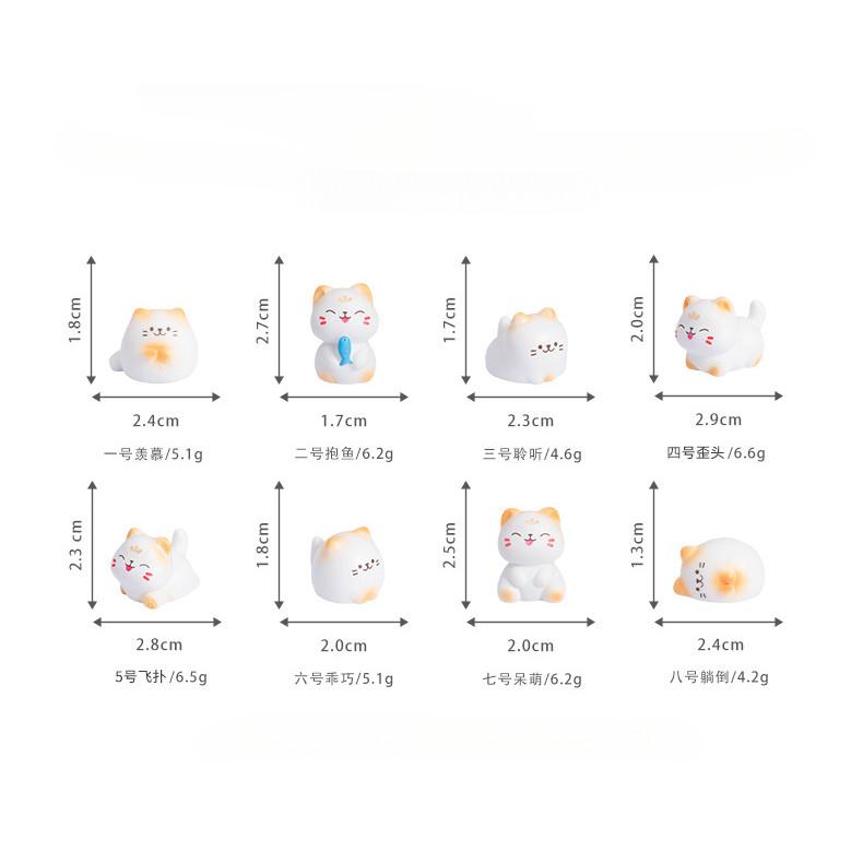 

8 шт. Мультяшные Миниатюрные Мини-Кошки Полимерные Фигурки Животных Украшения Фея Сад Декор Микроландшафт 1-3cm разноцветный