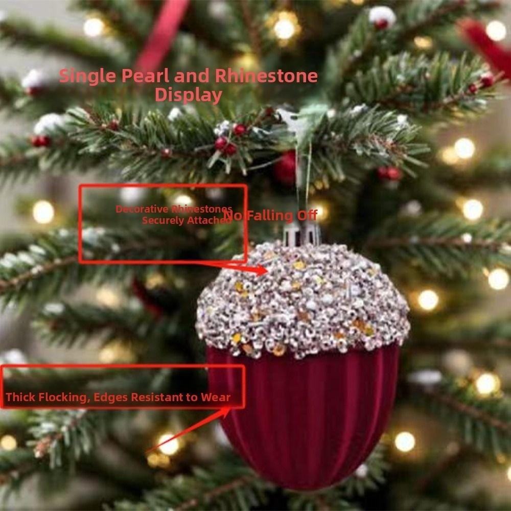 4pcs Flocked Velvet Christmas Ball Shatterproof Delicate Christmas Tree Pendant Decorative Xmas Hanging Ornament Window