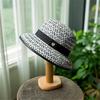 (One Size, White) Womens Straw Sun Hat Elegant Patchwork Bucket Hat Summer Foldable Travel Cap for Outdoor Beach