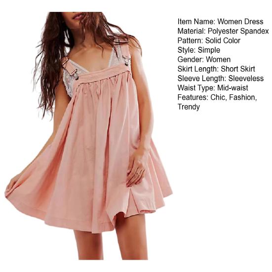 Women's Summer Sleeveless Mini Dress Adjustable Strap Casual Loose A-Line Swing Sundress Beach Vacation Outfits