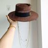 2023 Summer sun hat Lafite grass French straw hat Women's chain decorated straw hat Holiday Sun hat Punk style  beach