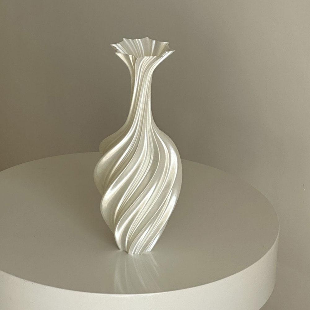 Nordic Flower Vase Room Decor Plastic Flower Vase 3D Abstract Twist Flower Bottle Aesthetic Floral Arrangement Display Vase