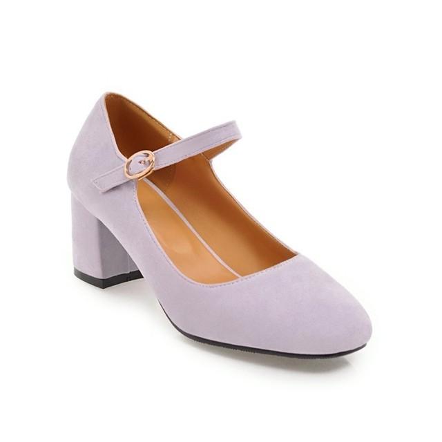 Girls Shoes New Women Pumps Solid Buckle Round Toe Lolita Shoes Square Heel Wedding Party Shoes Ladies High Heel Shoe Plus Size