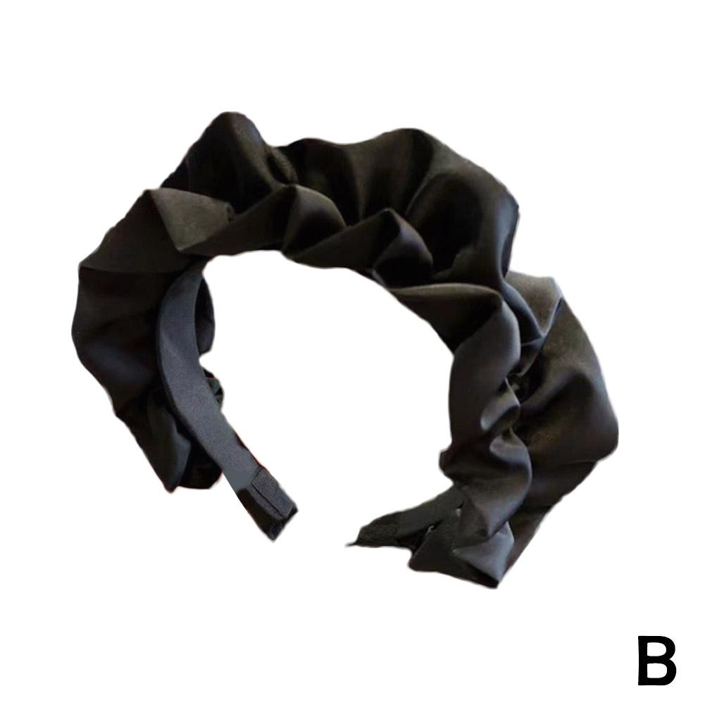 Satin Pleated Wide Brimmed Headbands For Women Non Slip Ruched Headband Hoops French Wide Padded Hair Head Band Hair Accessories