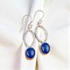 Natural  Lapis Lazuli  Gemstone 925 Sterling Silver Handmade Jewelry Earrings 2" EE-87-23