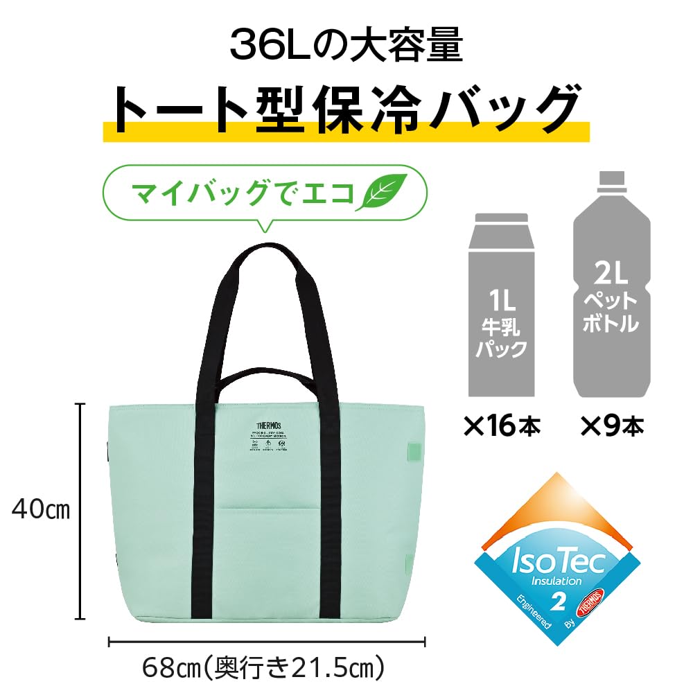 Thermos Insulated Big Tote Bag 36L Mint Green MG RFQ-036