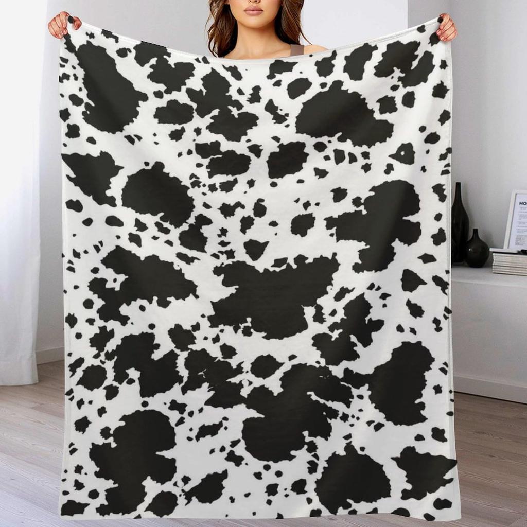 Cow Skin Texture Series Digital-printed Polyester Bedroom Velvet Flannel Cover Blanket Fleece Soft Sofa Cover Blankets for Beds