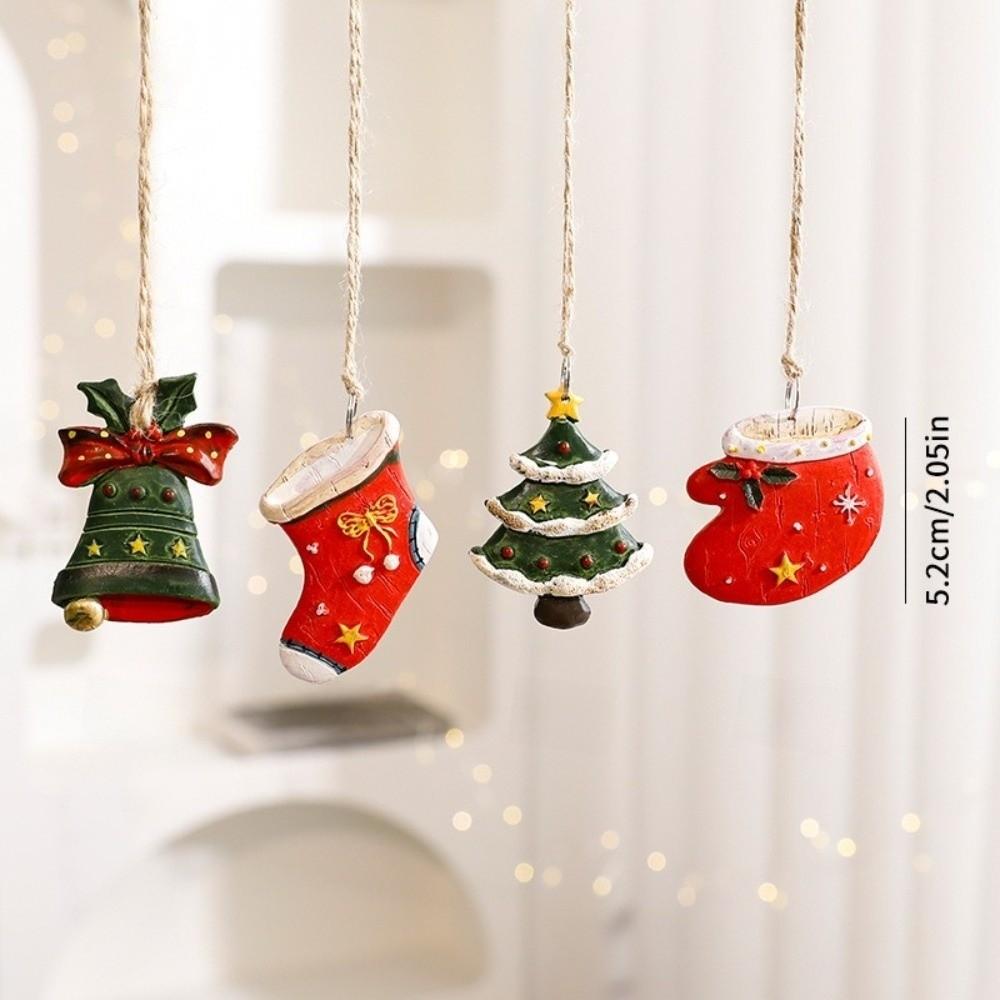 New Resin Christmas Tree Hanging Pendant Santa Claus Snowman Small Xmas Tree Ornaments DIY Christmas Decorations Party Supplies