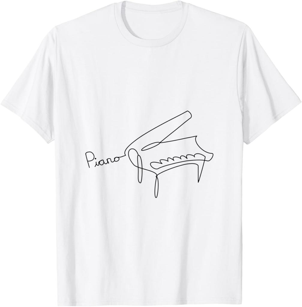 Pianist Design One-Line Grand Piano T-Shirt  Unisex Summer Streetwear Tops Customizable Funny Shirt Camiseta Hombre