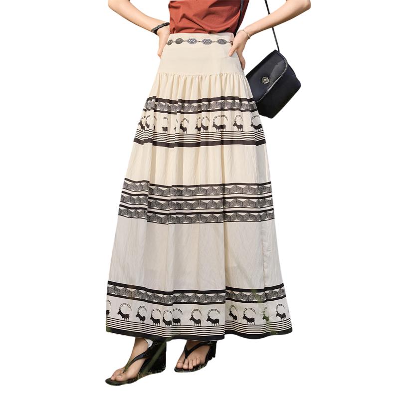 Mishow Bohemian Floral A-line Maxi Skirt M