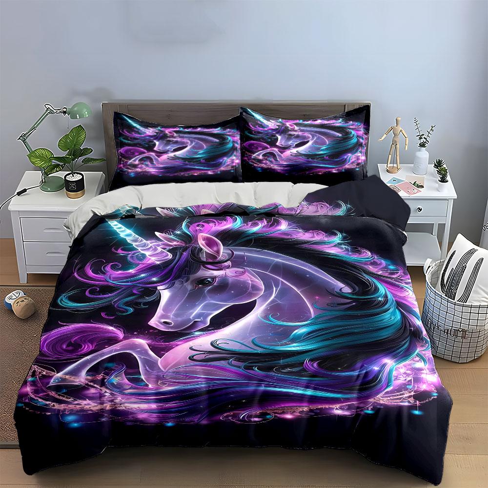 "Unicorn Art Set for Decoration" Bedding Set with 1 Duvet Cover 2 Pillowcases Single Double King Queen Gift