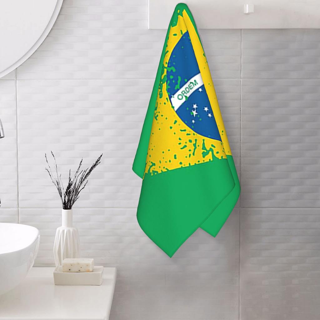 Flag of Brazil Soft Face Towel Quick Dry Pool Bath Cotton Towels Absorbent Quick
