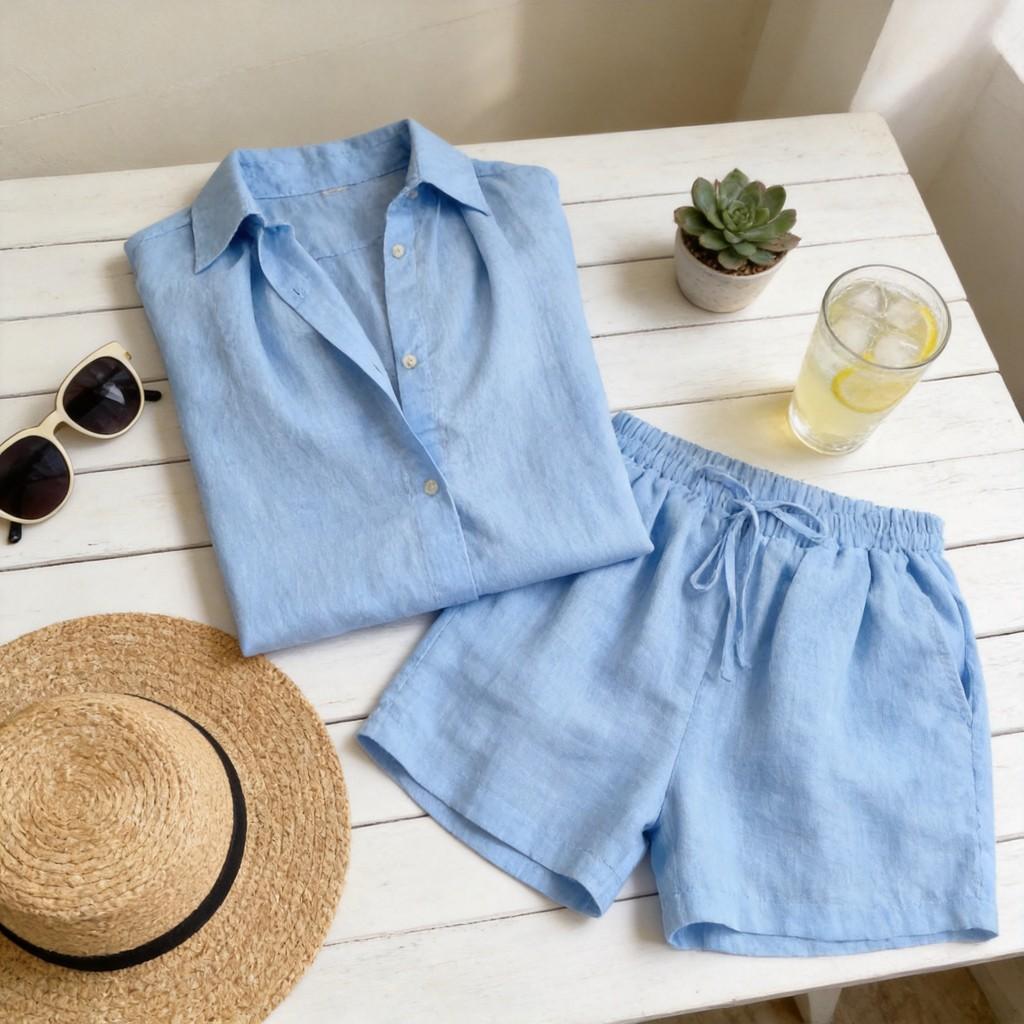 Womens Summer Casual Pants Set With Tie Detail For Office And Vacation