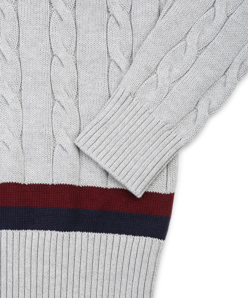BROOKS BROTHERS Cotton Cable Tennis V-Neck Sweater (Grey) (Bbwnmm6839Wes)