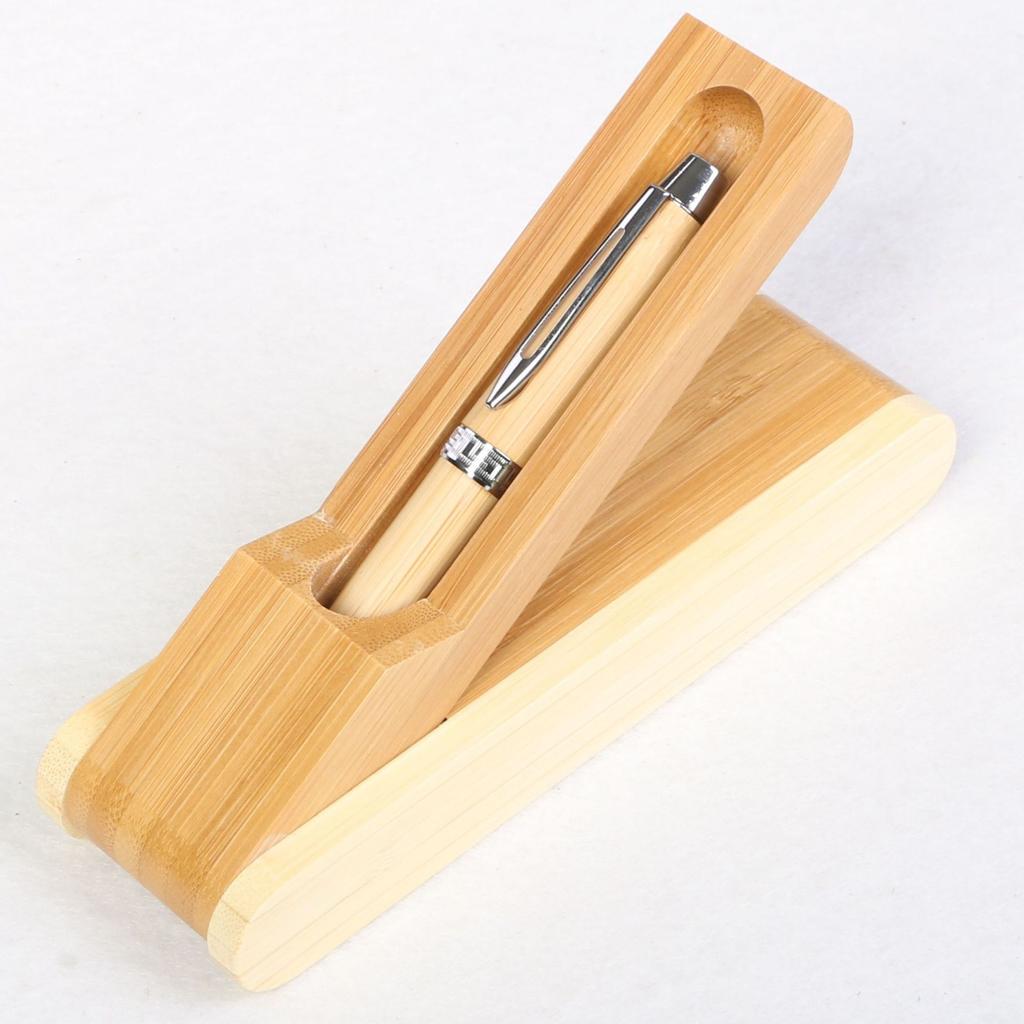 Solid Wood Box Office Business Bamboo Signature Ball Pen, Advertising Gift Bamboo Wood Spinning Ballpoint Pen Set
