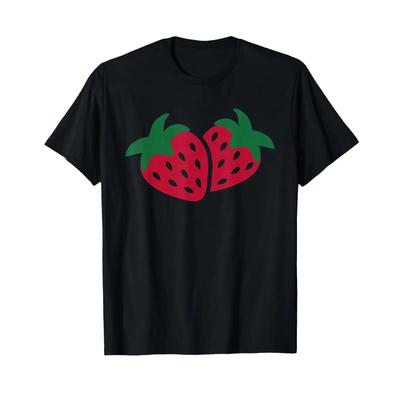 Strawberries T Shirt Black S Vintage Homme Top For Everyday Wear Fashion Stylish Breathable Slightly Casual