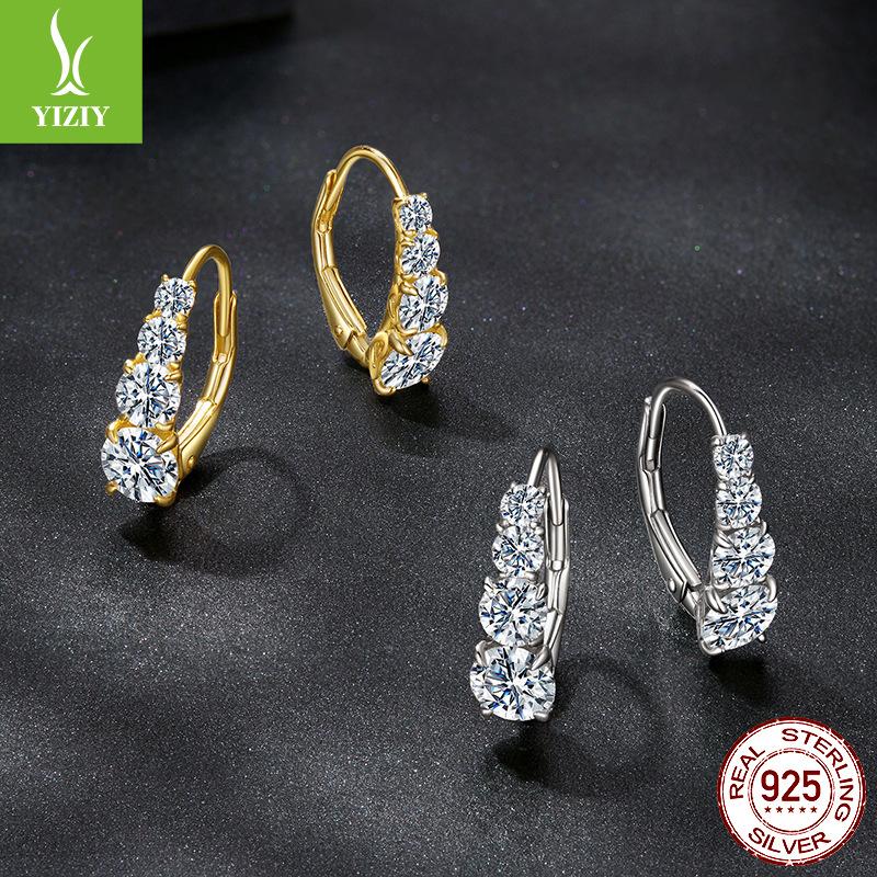 50 Points Mozzarella Diamond Earrings Ear Buckles, Personalized And Elegant Wind S925 Sterling Silver Moissanite Earrings For Women