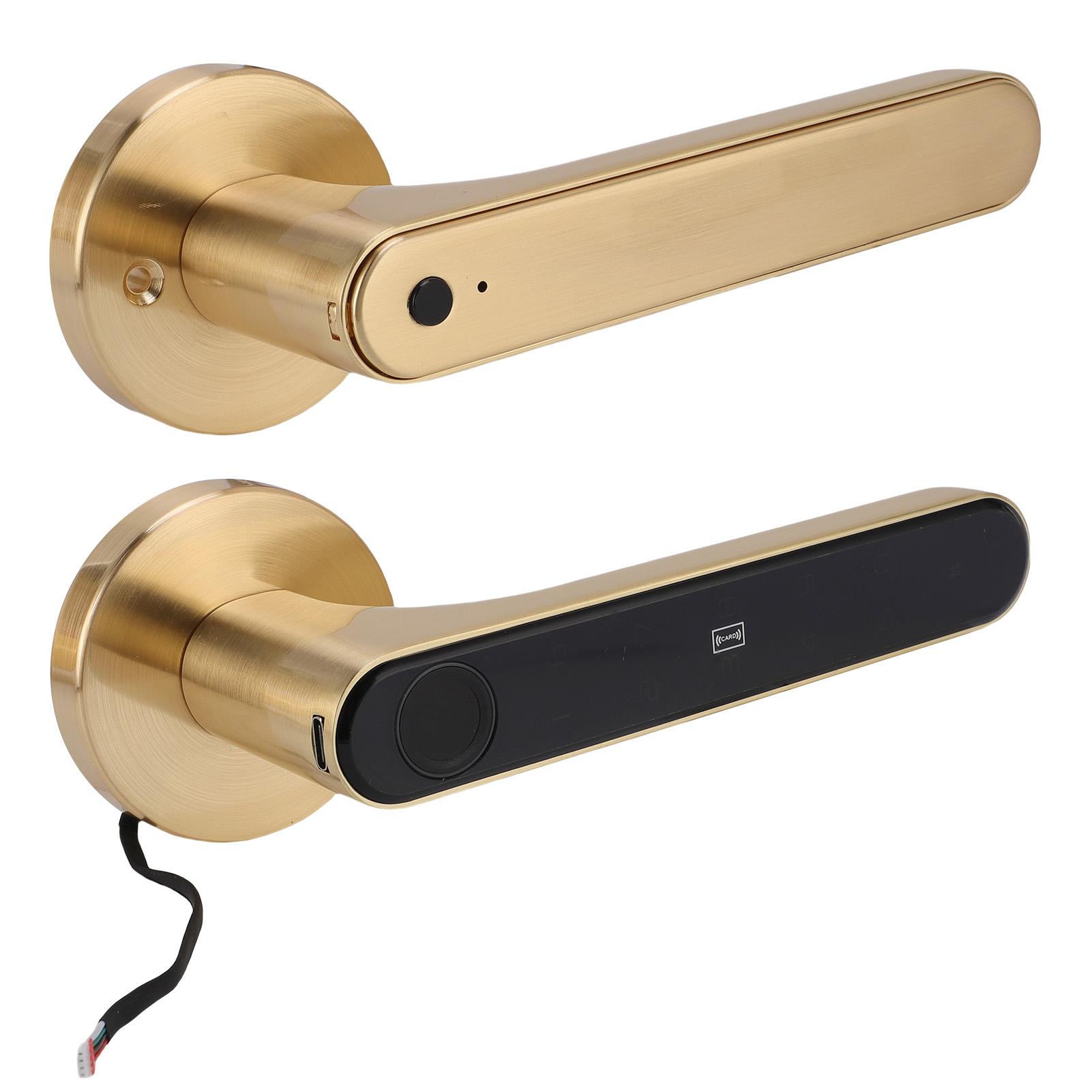 

Умный дверной замок 5 в 1 с отпечатком пальца, паролем, IC-картой для приложения Tuya, открывание ключом, золотая ручка