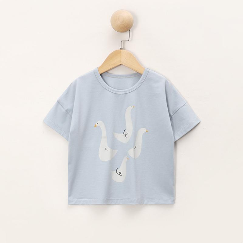 Summer Children Short Sleeve Cartoon T-Shirts Boys Girls Versatile Casual Tee Baby Cotton Tops Thin Breathable Kids Clothes