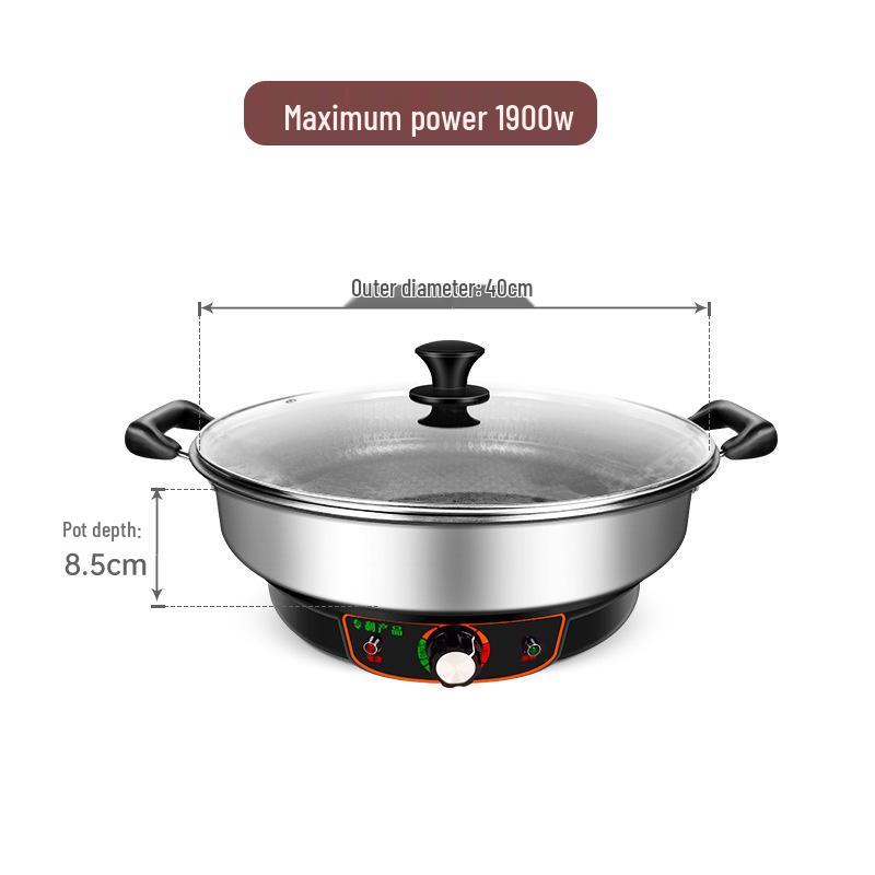 Stainless Steel Non-stick Electric Pancake and Frying Pan - Deepened and Enlarged Multi-functional Flat Bottom Grill Pan.