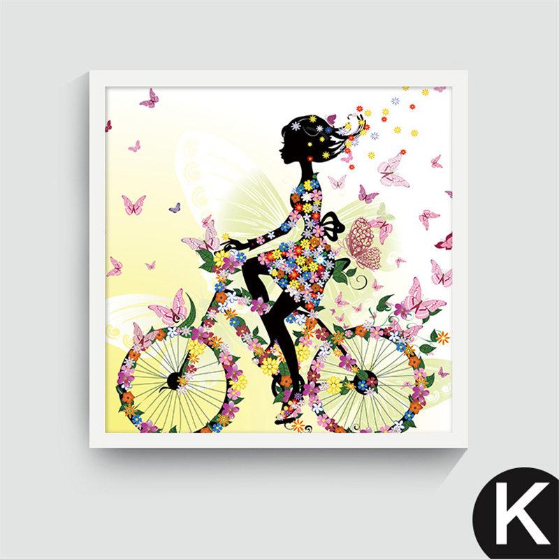 Nordic Canvas Painting Cartoon Square Posters Dancing Riding a Bike Horse Driving a Car Beautiful Girls for Girl's Room