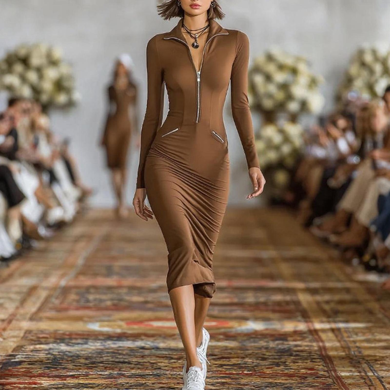 

Women s Fashionable, Casual And Elegant Dress S коричневий