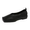 2025 Women Flats Shoes  Fashion Single Shoes Leather Spring Square Head Loafers Square Toe Simple Shallow Mouth Sneakers Women