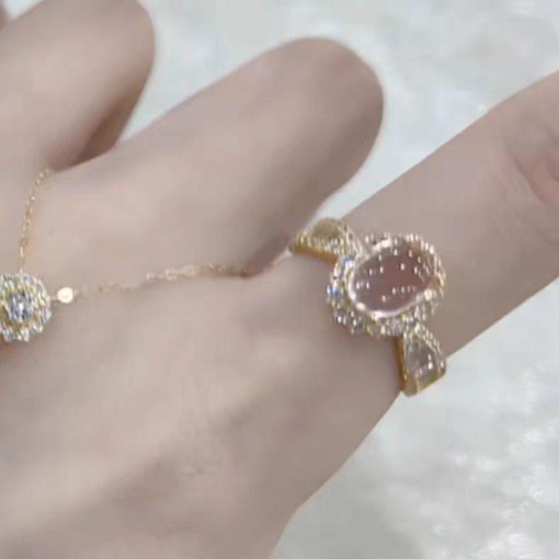 [Purple Rhyme Streamer] French Light Luxury Purple Water Drop Flash Diamond Necklace Bracelet Ring Women's Premium Versatile Set