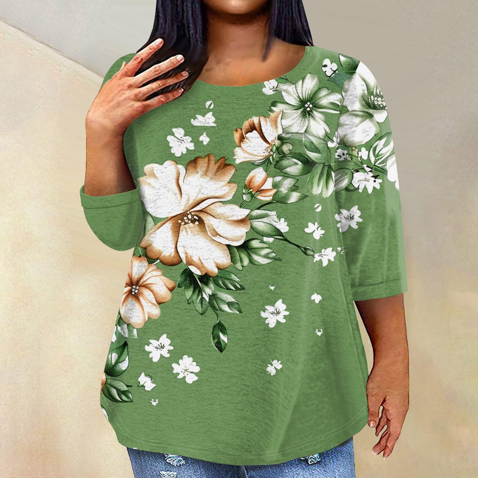 

Женский модный повседневный пуловер с круглым вырезом и рукавом три четверти с принтом XXXL зелёный