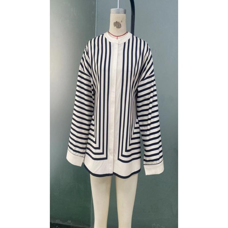 Women Loose Striped Long Sleeve Casual Shirt
