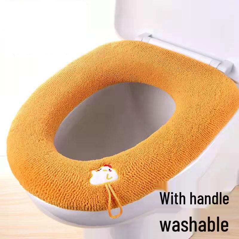 Winter Washable Knitted Toilet Seat Cover - Solid Color Cushion Pad